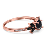 Art Deco Round Natural Stone Floral Ring