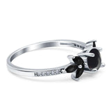 Art Deco Round Natural Stone Floral Ring