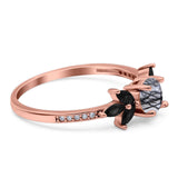 Art Deco Round Natural Stone Floral Ring
