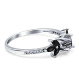 Art Deco Round Natural Stone Floral Ring