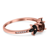 Art Deco Round Natural Stone Floral Ring