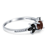 Art Deco Round Natural Stone Floral Ring