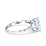 Art Deco Oval Natural Stone Wedding Ring