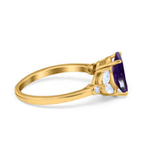 Art Deco Oval Natural Stone Wedding Ring
