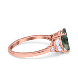 Art Deco Oval Natural Stone Wedding Ring