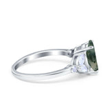 Art Deco Oval Natural Stone Wedding Ring
