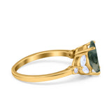 Art Deco Oval Natural Stone Wedding Ring