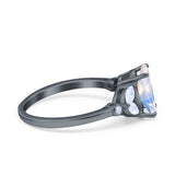 Art Deco Oval Natural Stone Wedding Ring