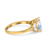 Art Deco Oval Natural Stone Wedding Ring