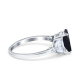 Art Deco Oval Natural Stone Wedding Ring
