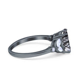 Art Deco Oval Natural Stone Wedding Ring