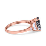 Art Deco Oval Natural Stone Wedding Ring