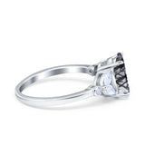 Art Deco Oval Natural Stone Wedding Ring