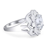 Vintage Style Oval Natural Stone Floral Ring
