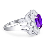Vintage Style Oval Natural Stone Floral Ring