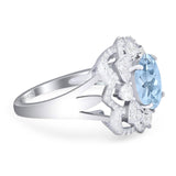 Vintage Style Oval Natural Stone Floral Ring