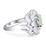 Vintage Style Oval Natural Stone Floral Ring