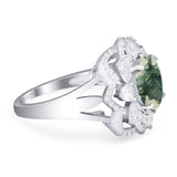 Vintage Style Oval Natural Stone Floral Ring