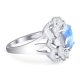 Vintage Style Oval Natural Stone Floral Ring