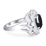 Vintage Style Oval Natural Stone Floral Ring