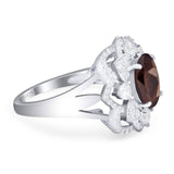 Vintage Style Oval Natural Stone Floral Ring