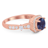 Art Deco Round Natural Stone Halo Ring