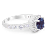 Art Deco Round Natural Stone Halo Ring