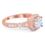 Art Deco Round Natural Stone Halo Ring