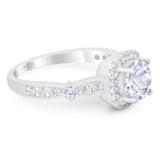 Art Deco Round Natural Stone Halo Ring