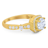 Art Deco Round Natural Stone Halo Ring