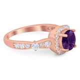 Art Deco Round Natural Stone Halo Ring