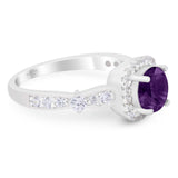 Art Deco Round Natural Stone Halo Ring