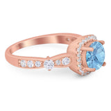 Art Deco Round Natural Stone Halo Ring