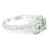 Art Deco Round Natural Stone Halo Ring