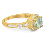 Art Deco Round Natural Stone Halo Ring