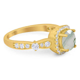 Art Deco Round Natural Stone Halo Ring