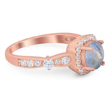 Art Deco Round Natural Stone Halo Ring