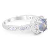 Art Deco Round Natural Stone Halo Ring