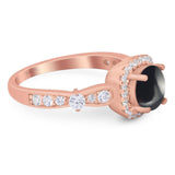 Art Deco Round Natural Stone Halo Ring