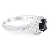 Art Deco Round Natural Stone Halo Ring