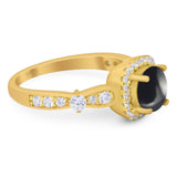 Art Deco Round Natural Stone Halo Ring