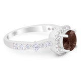 Art Deco Round Natural Stone Halo Ring