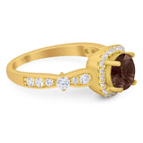 Art Deco Round Natural Stone Halo Ring