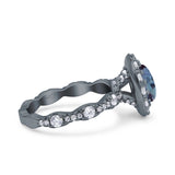 Oval Natural Stone Art Deco Ring