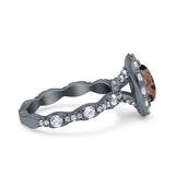 Oval Natural Stone Art Deco Ring