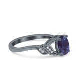 Oval Natural Stone Leaf Split Shank Ring