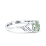 Oval Natural Stone Leaf Split Shank Ring