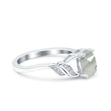 Oval Natural Stone Leaf Split Shank Ring