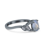 Oval Natural Stone Leaf Split Shank Ring