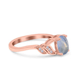 Oval Natural Stone Leaf Split Shank Ring